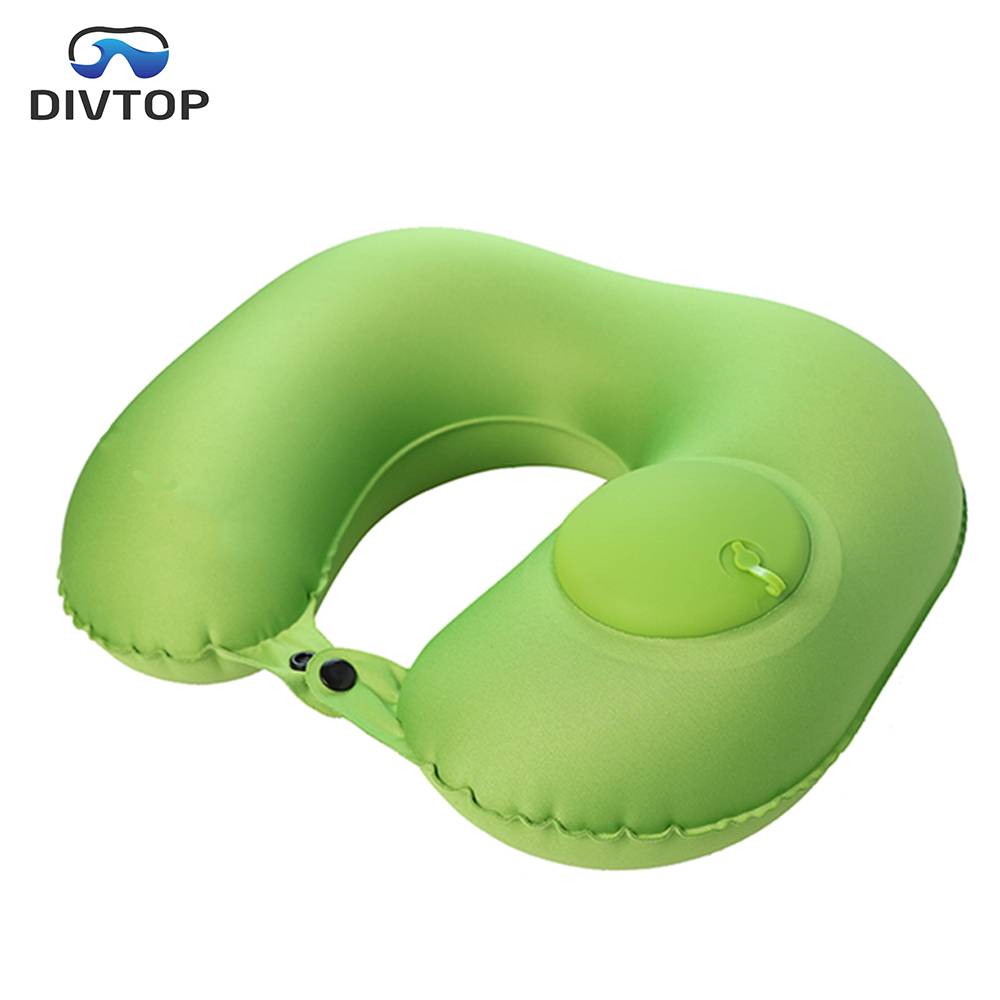 Small Inflatable Blow Up Plane Sleeping Neck Pillow With Built-in Pump